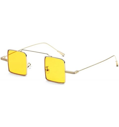 Square Vintage Square sunglasses Small Metal Frame Candy Colors Sunglasses - Golden-yellow - CM18DNX4E7Q $12.66