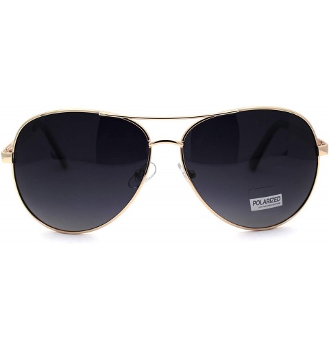 Oversized Polarized Mens Classic 80s Metal Rim Officer Cop Sunglasses - Gold Smoke - CG196I069SL $14.85