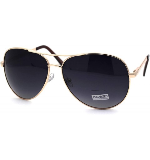 Oversized Polarized Mens Classic 80s Metal Rim Officer Cop Sunglasses - Gold Smoke - CG196I069SL $14.85
