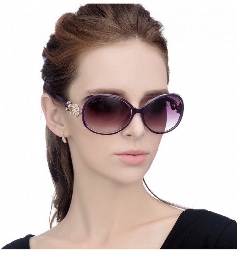 Oval Fashion Oversized Women Uv400 Protection Polarized Lady Sunglasses Gold Flower Full Frame Sunglasses Gd103 - CR11LNSSGUB...