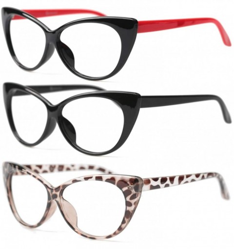 Cat Eye 3-Pair Value Pack Fashion Designer Cat Eye Reading Glasses for Womens - 3 Pairs Mixed Colors - CZ12HEY4GPL $12.21