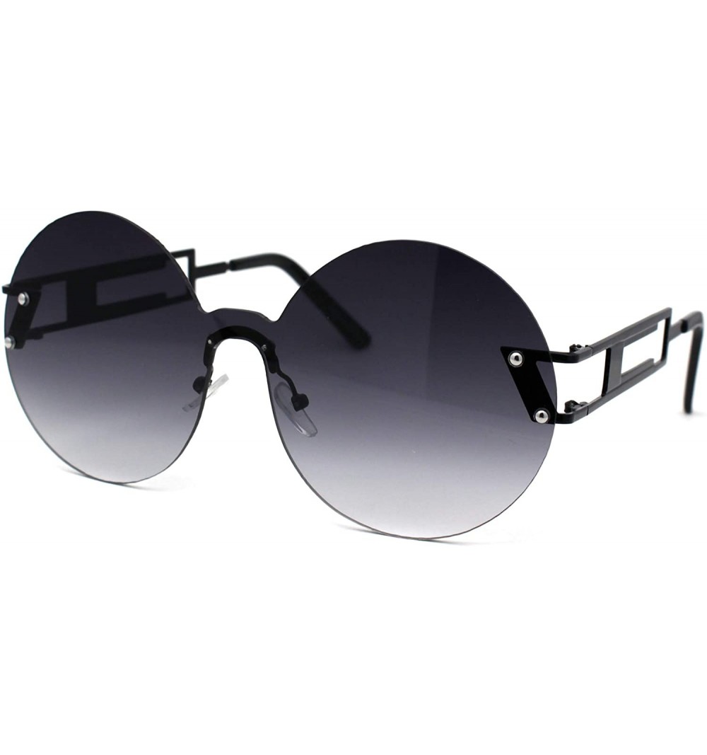 Shield Color Mirror Round Shield Retro Circle Lens Hippie Sunglasses - Smoke - CY185R6XMGQ $15.85