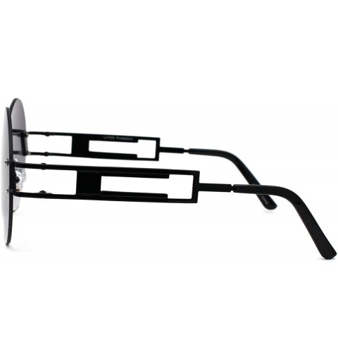 Shield Color Mirror Round Shield Retro Circle Lens Hippie Sunglasses - Smoke - CY185R6XMGQ $15.85
