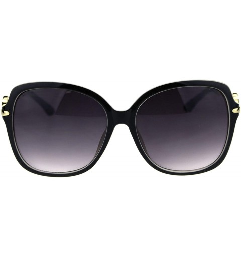 Womens Clove Jewel Metal Hinge Rectangular Butterfly Sunglasses - Black ...