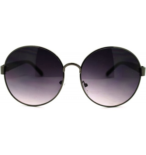 Oval 90s Pop Star Oversized Oval Womens Metal Frame Fashion Sunglasses - Gunmetal - CZ11L5NMFQP $7.96