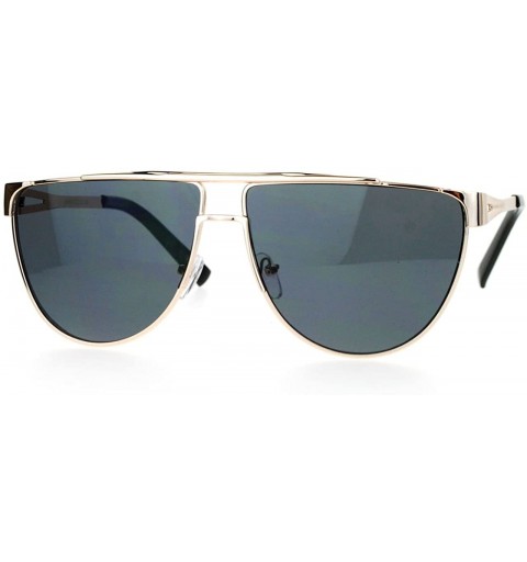Aviator Unisex Fashion Sunglasses Flat Top Metal Frame Trendy Designer - Gold - C012EGM8FYH $13.44