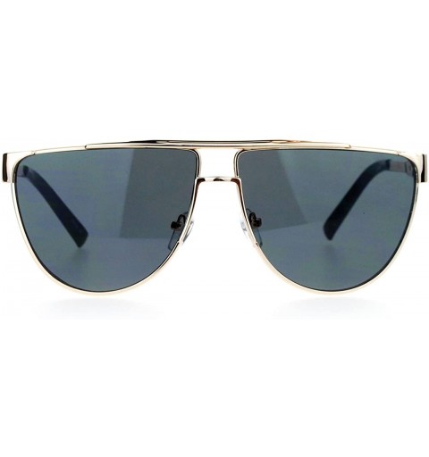 Aviator Unisex Fashion Sunglasses Flat Top Metal Frame Trendy Designer - Gold - C012EGM8FYH $13.44