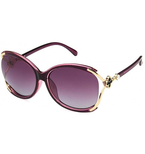 Round Women Sunglasses Retro Gradient Brown Drive Holiday Round Polarized UV400 - Purple - CB18RLIZN04 $11.03
