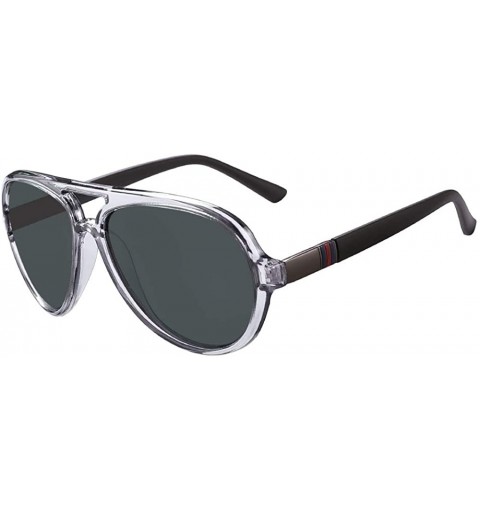 Oval Aviator Twin-Beams Polarized Lightweight Sunglasses Plastic Oval Classic Double Bridge Frame For Men - CV190WW96MZ $29.56