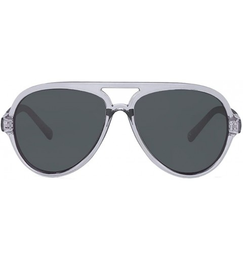 Oval Aviator Twin-Beams Polarized Lightweight Sunglasses Plastic Oval Classic Double Bridge Frame For Men - CV190WW96MZ $13.44