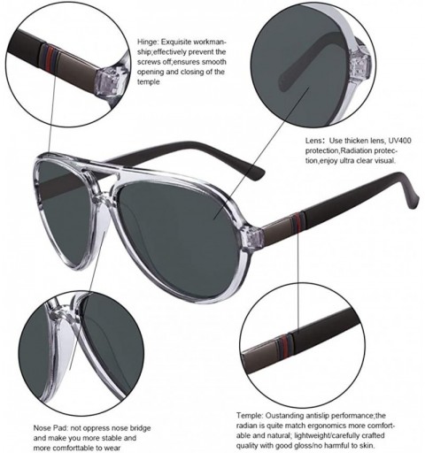 Oval Aviator Twin-Beams Polarized Lightweight Sunglasses Plastic Oval Classic Double Bridge Frame For Men - CV190WW96MZ $13.44