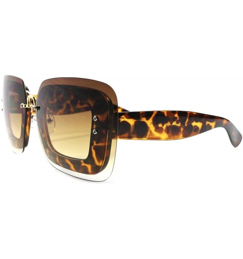 Oversized Designer Elegant Retro Style Womens Large Oversized Tortoise Square Sunglasses - CU180249304 $20.49