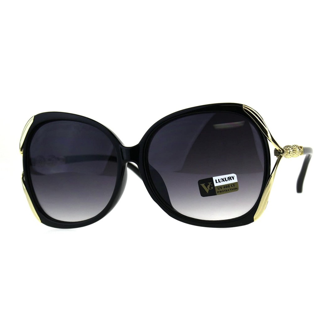 Butterfly Womens Metal Jewel Luxury Designer Fashion Plastic Sunglasses - Black Smoke - CO18C2WZ349 $11.05