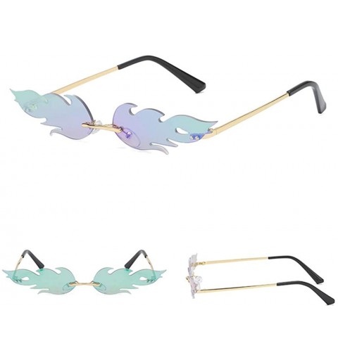 Oversized Fashion Flame Sunglasses for Women Men Small Face Rimless Sun Shades UV Protection Trendy Glasses - F - C5190E0W6ZX...