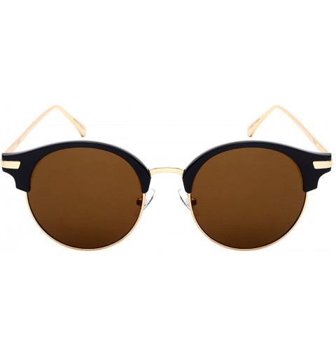 Rimless Round Half Frame Horned Rim Sunglasses 541053-SD - Black+gold - CU12LWVSDMJ $10.81