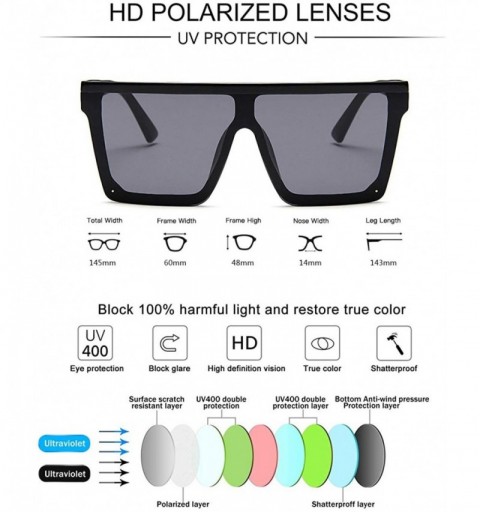 Sport Unisex Polarized Sunglasses Oversized Fashion Shades For Men/Women - Medium Black Frame + Gray Lens - C518X9XR9IA $26.36