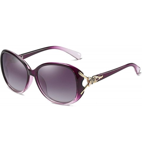 Semi-rimless Women's Square Metal Polarized HD Sunglasses with Vented Temple 100% UV Protection - B - CZ198O4CZAK $15.28