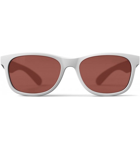 Square Seafarer Polarized Sunglasses- White Frame - Rose-Amber Lenses - CF12O8W4HMT $12.42
