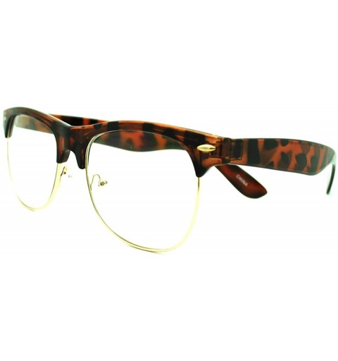 Wayfarer Unisex 50's Truly Vintage Fashion Clear Lens Horn Rim Eyeglasses - Tortoise Gold - CC11ED6ZLSP $10.00