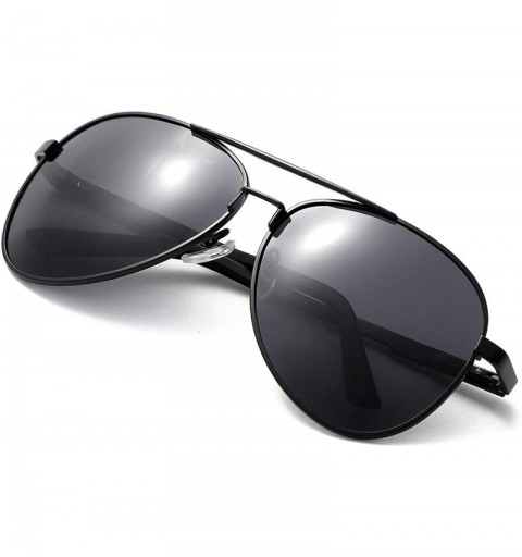 Sport Aviator Sunglasses for Men Women-Polarized Metal Frame Mirrored Fashion Unisex Driving Sun Glasses - Black-grey - CA18I...