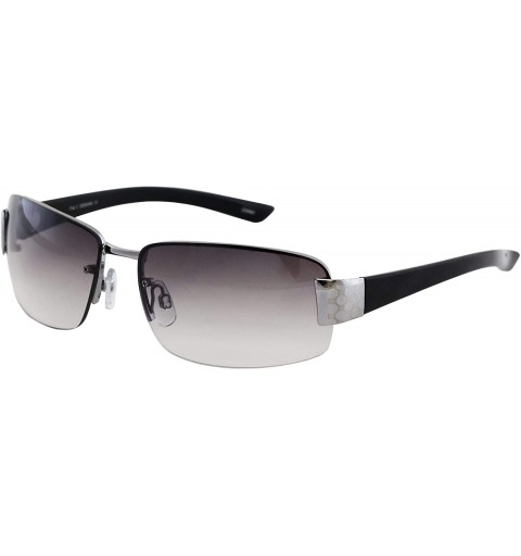 Rectangular Rectangular King Street Semi Rimless Sunglasses Clear Tint Eyewear - Black Gradient - CT195A3TX7E $25.08