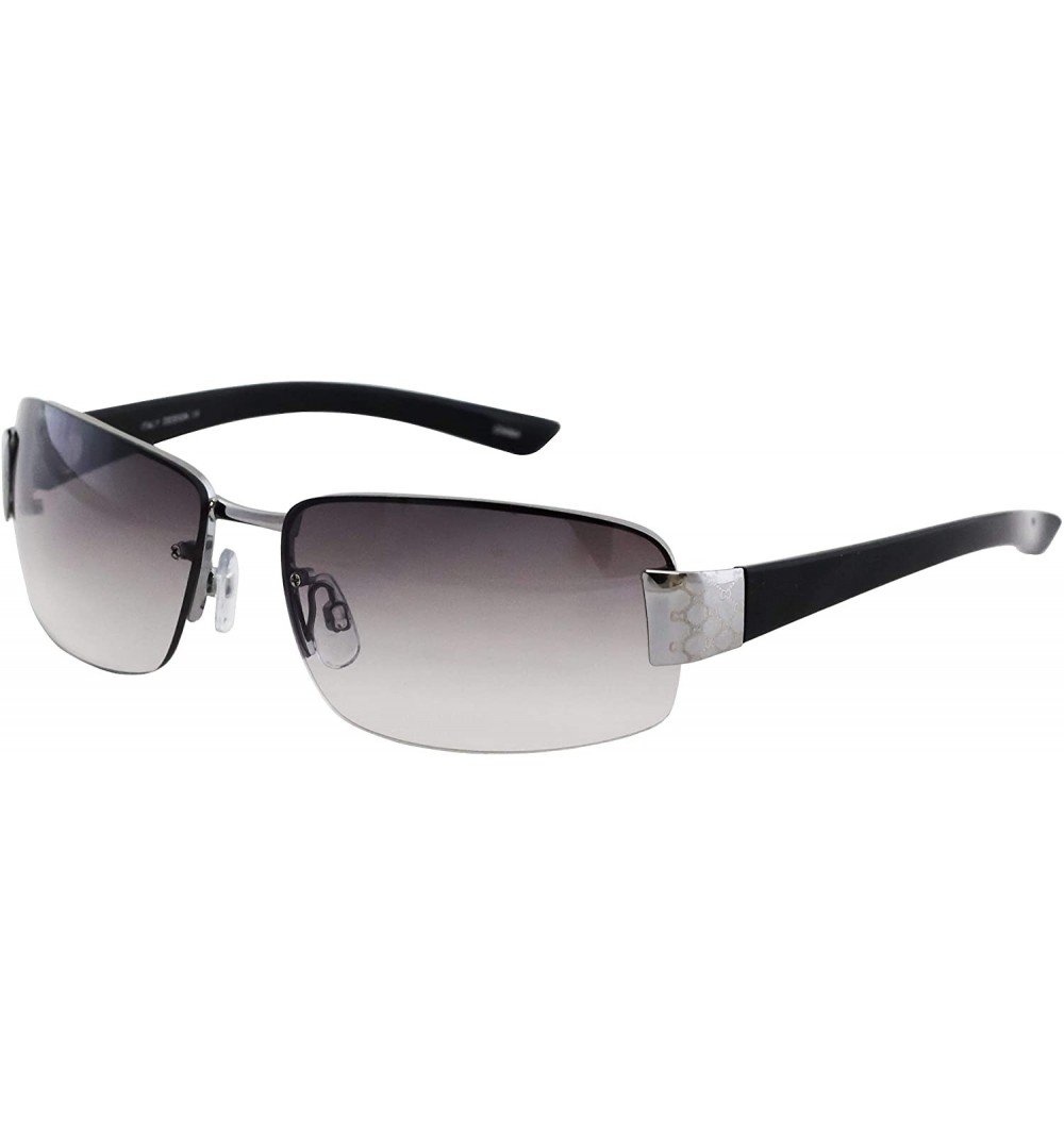 Rectangular Rectangular King Street Semi Rimless Sunglasses Clear Tint Eyewear - Black Gradient - CT195A3TX7E $13.57