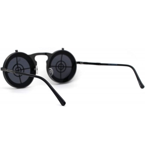 Round Steam Punk Flip Up Hipster Pimp Metal Rim Round Circle Lens Sunglasses - Gunmetal Black - CO1987ITME3 $11.86