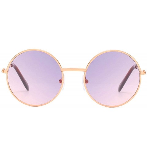 Oversized Vintage style Round Sunglasses for Unisex Metal PC UV 400 Protection Sunglasses - Gold Pink - CU18SAR2ZYZ $17.58