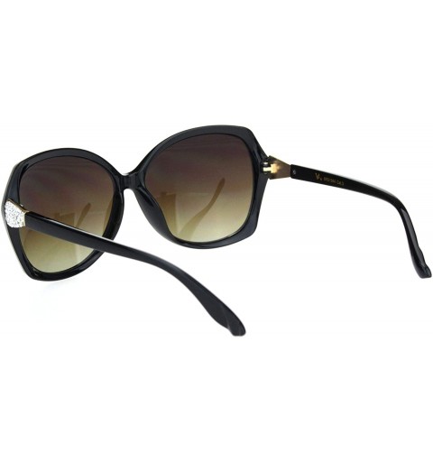 Butterfly Womens Celebrity Cluster Rhinestone Hinge Butterfly Plastic Sunglasses - Black Gold Brown - C718OQWY800 $13.04
