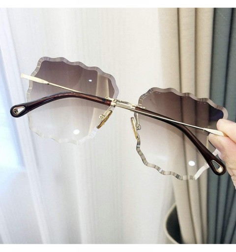 Square Fashion Sunglasses For Women Frameless Diamond Cutting Colorful Lens gradient Square Frame sunglasses - C718WQUGALW $1...
