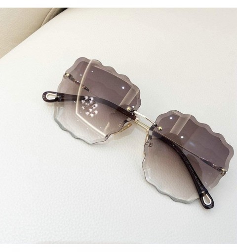 Square Fashion Sunglasses For Women Frameless Diamond Cutting Colorful Lens gradient Square Frame sunglasses - C718WQUGALW $1...