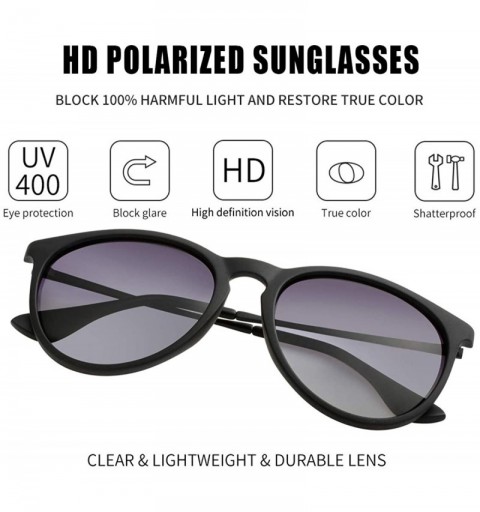 Round Round Polarized Sunglasses for Women Vintage Brand Designer Style Sun Glasses - Matte Black/Grey Gradient - CW192022EOX...