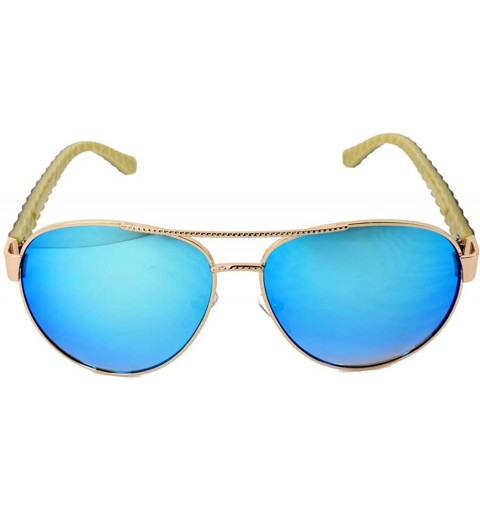 Aviator Aviators Mirrored Sunglasses Metal Frame Women Mens UV400 - Olive - Mirrored - CL18EOLXEZL $9.81