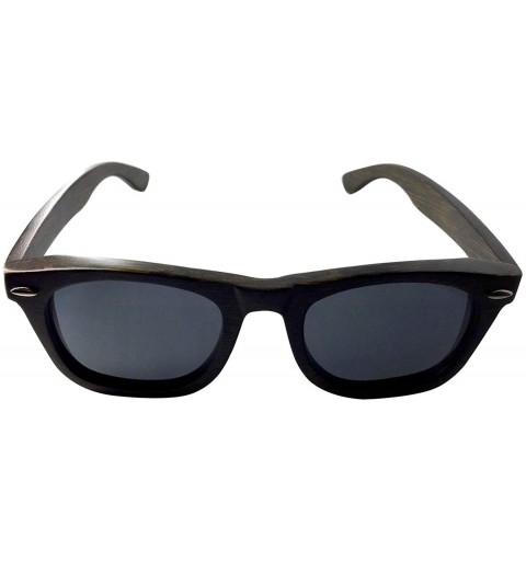 Oval Unisex Bambooyah Bamboo Wood Polarized Sunglasses - Brown/Grey Lens - CJ18UYDO9XA $34.42