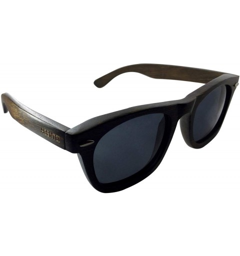 Oval Unisex Bambooyah Bamboo Wood Polarized Sunglasses - Brown/Grey Lens - CJ18UYDO9XA $34.42