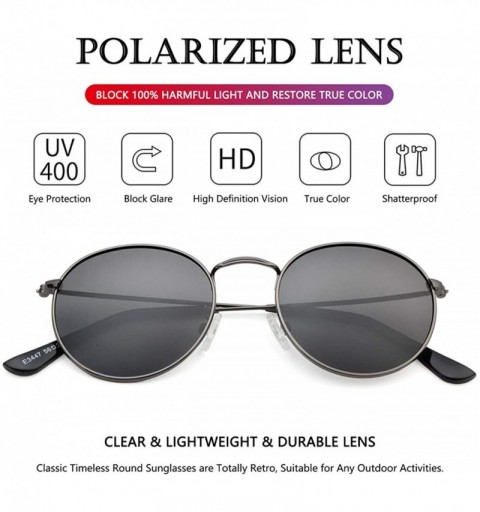 Square Polarized Sunglasses for Men Women Vintage Round Metal Sun Glasses 100% UV400 Protection - Gunmetal/Grey - CZ18S3EXUMW...
