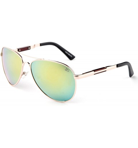 Aviator Glutam" Flash - Modern Aviator Style Fashion Sunglasses with Flash/Mirror Lenses - Yellow Green - CY17YKD3O3A $18.84