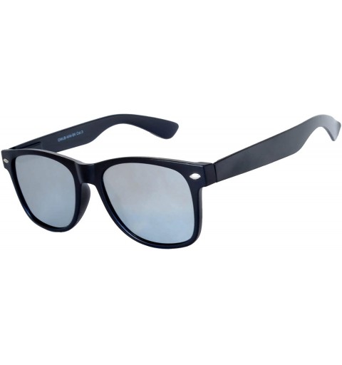 Rimless 1 Pair Flat Colored Mirror Reflective Lens Sunglasses Black Frame Horn Rimmed - Flat-1pair-silver - CV12NUP1LFT $9.67