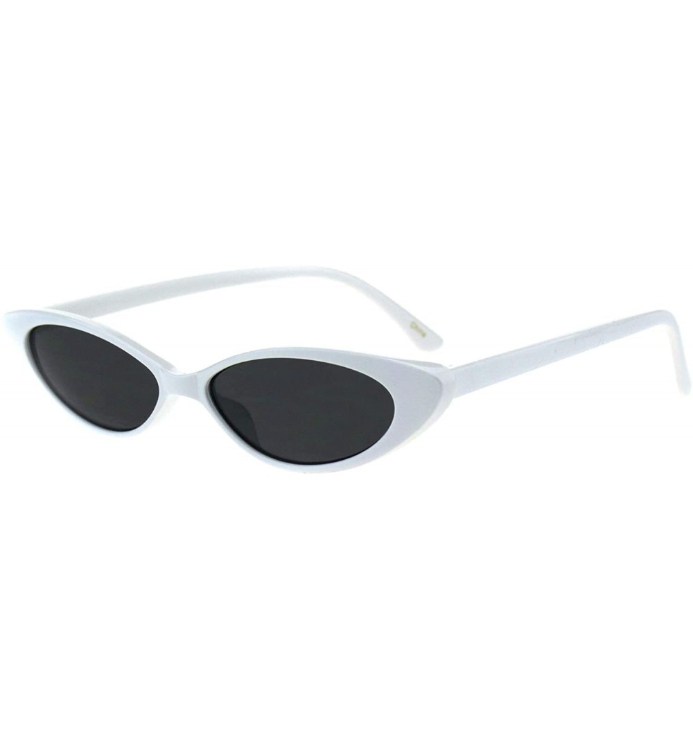 Oval Womens Fashion Sunglasses Skinny Oval Cateye Frame UV 400 - White (Black) - CT18QR30GGE $13.47