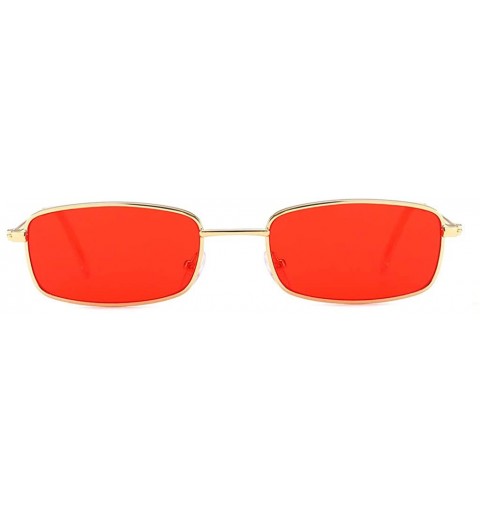 Square Hexagonal Polarized Sunglasses Men Women Geometric Square Small Vintage Metal Frame Retro Shade Glasses - Red - CQ199A...
