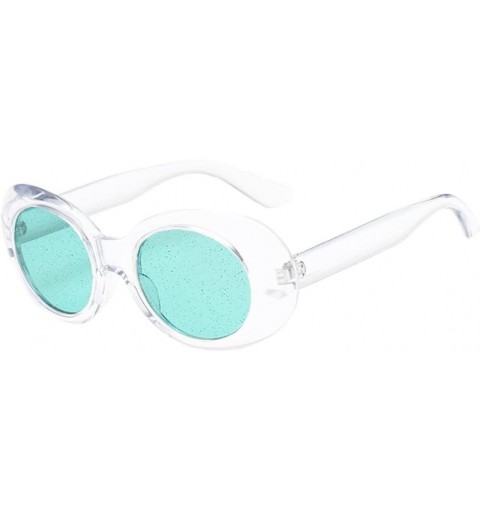 Oval Sequins Sunglasses - Women Man Retro Vintage Oversized Oval Sunglasses Eyewear (E) - E - C418DTKDG69 $18.52