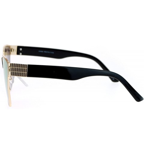Oversized Womens Color Mirrored Futurism Oversize Diva Squared Butterfly Sunglasses - Gold Black - CV12MXTLCMM $10.65
