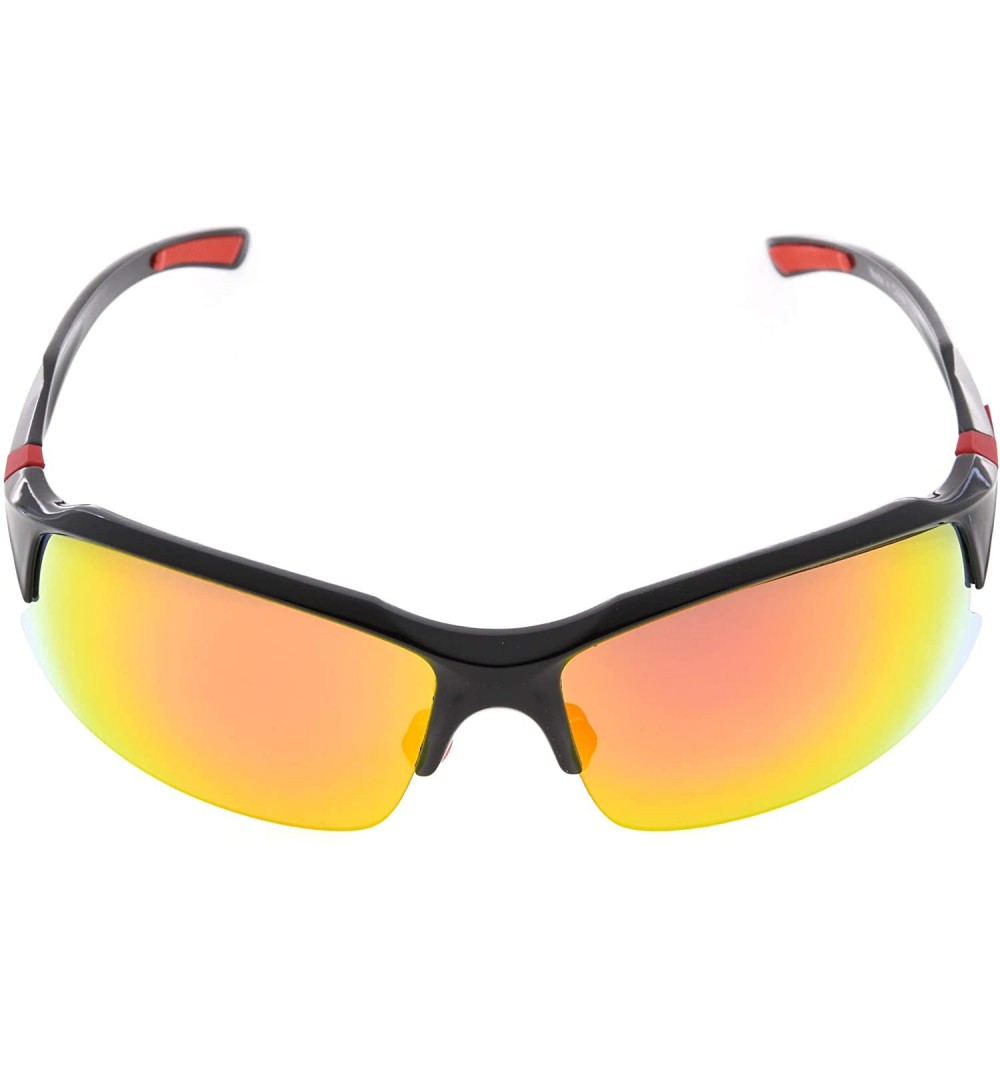 Sport Polycarbonate Polarized TR90 Unbreakable Half-Rim Sport Sunglasses - Black/Red Mirror - C612O6IX1YE $12.99