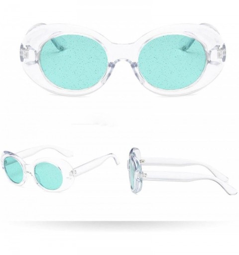 Oval Sequins Sunglasses - Women Man Retro Vintage Oversized Oval Sunglasses Eyewear (E) - E - C418DTKDG69 $9.47