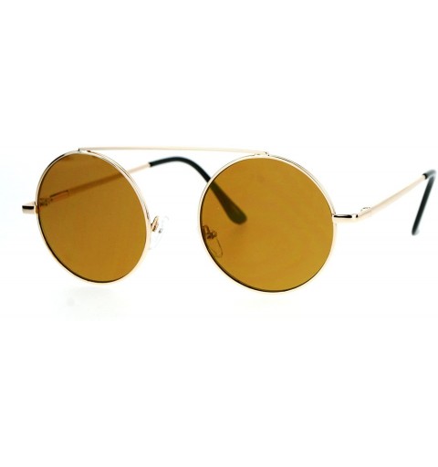 Round Top Bar Bridge Round Circle Frame Sunglasses Unisex Hipster Flat Mirror Lens - Gold (Gold Mirror) - CI187GMTGT0 $9.35