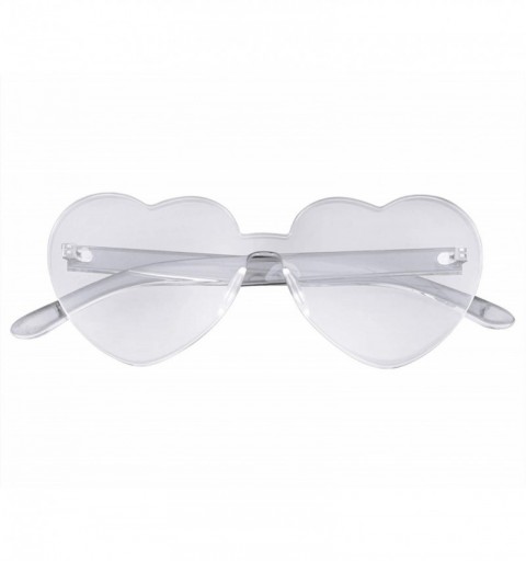Rimless Heart Sunglasses Womens Retro Vintage Heart Shape Rimless Sunglasses - Clear - C818UED7G6Y $7.43