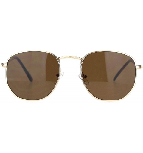 Square Classic Mens 90s Retro Metal Rim Rectangular Dad Sunglasses - Gold Brown - C118NDNNQI8 $9.64