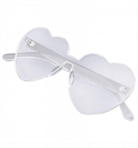 Rimless Heart Sunglasses Womens Retro Vintage Heart Shape Rimless Sunglasses - Clear - C818UED7G6Y $7.43