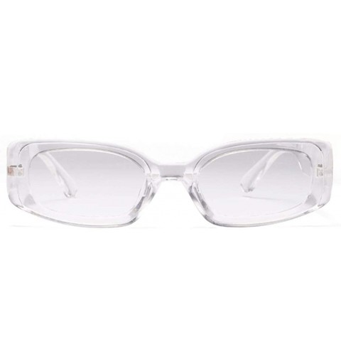 Rectangular Men's and Women's Retro Square Resin lens Candy Colors Sunglasses UV400 - White - C718NQ5YUXG $7.41