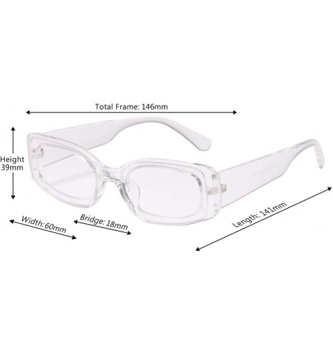 Rectangular Men's and Women's Retro Square Resin lens Candy Colors Sunglasses UV400 - White - C718NQ5YUXG $7.41